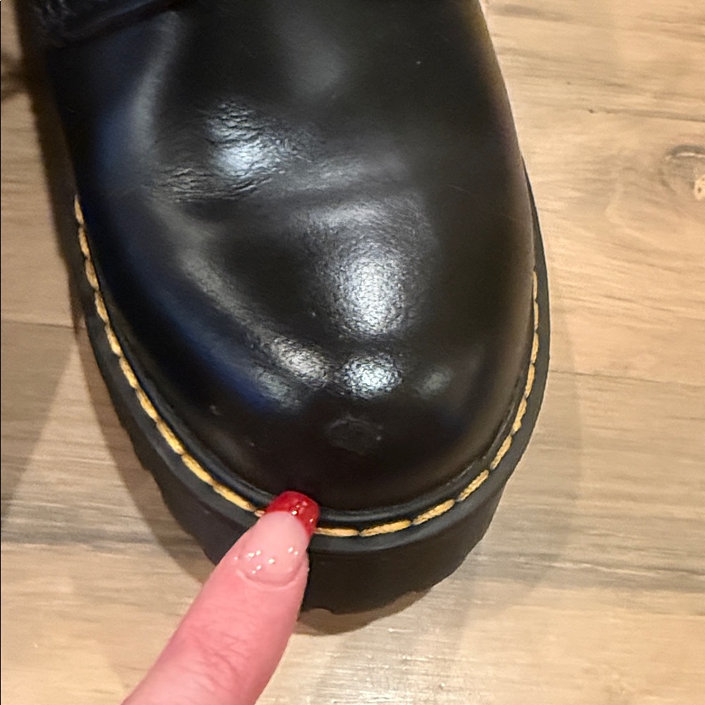 Dr. Martens Women's Leona Black Leather Platform Boot - Picture 11 of 13